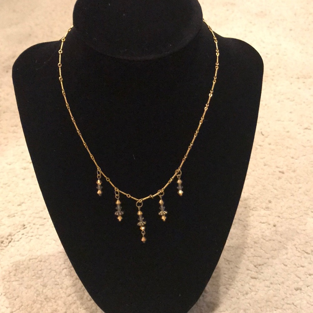 Gold brown crystal necklace